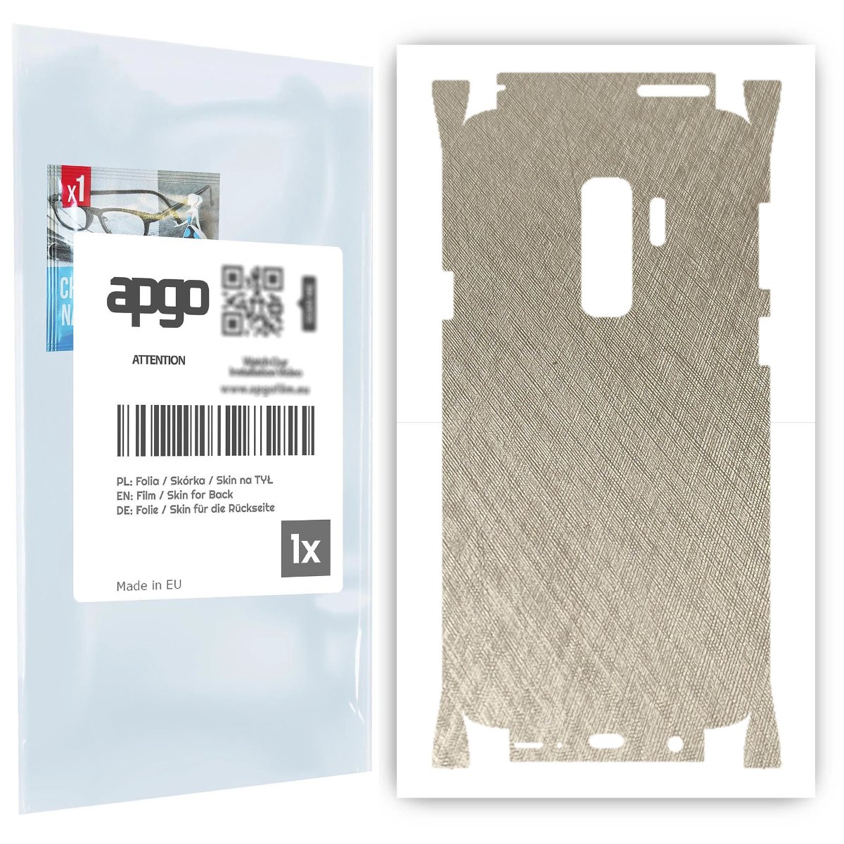 Folia naklejka skórka strukturalna na TYŁ+BOKI do Samsung Galaxy S9+ -  Tytan Srebrny - apgo SKINS