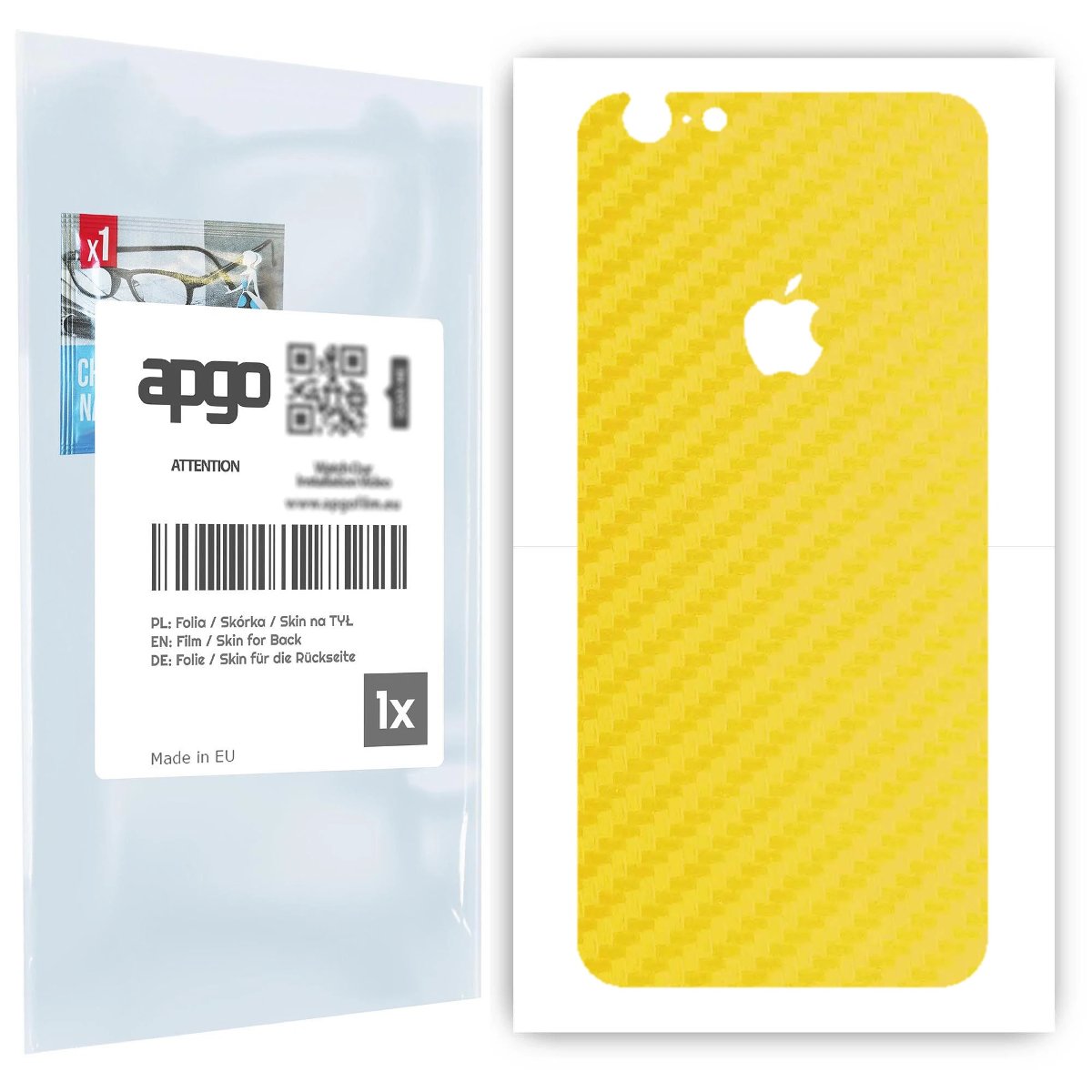 Folia naklejka skórka strukturalna na TYŁ do Apple iPhone 6 -  Carbon Żółty - apgo SKINS