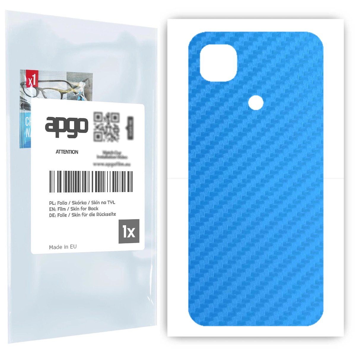 Folia naklejka skórka strukturalna na TYŁ do Xiaomi Redmi 9C -  Carbon Niebieski - apgo SKINS