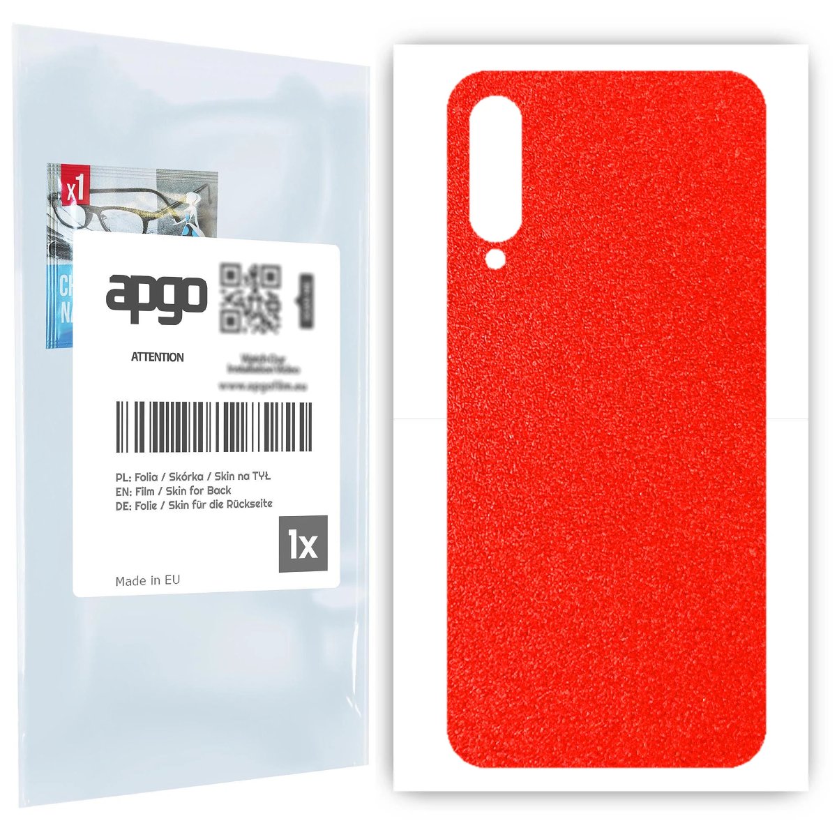 Folia naklejka skórka strukturalna na TYŁ do Xiaomi Mi A3 -  Czerwony Pastel Matowy Chropowaty Baranek - apgo SKINS
