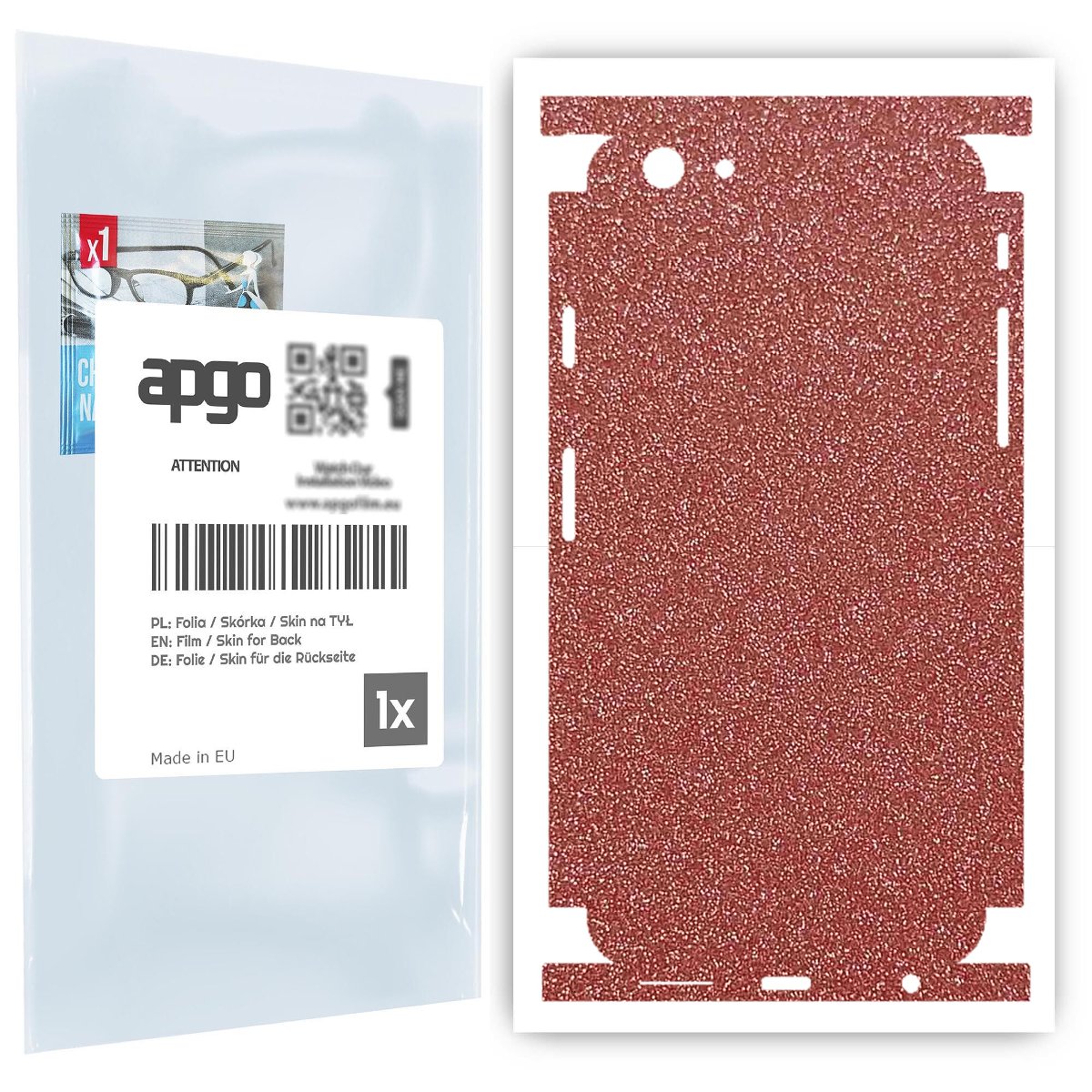Folia naklejka skórka strukturalna na TYŁ+BOKI do Apple iPhone 6 -  Brokat Brzoskwiniowy - apgo SKINS