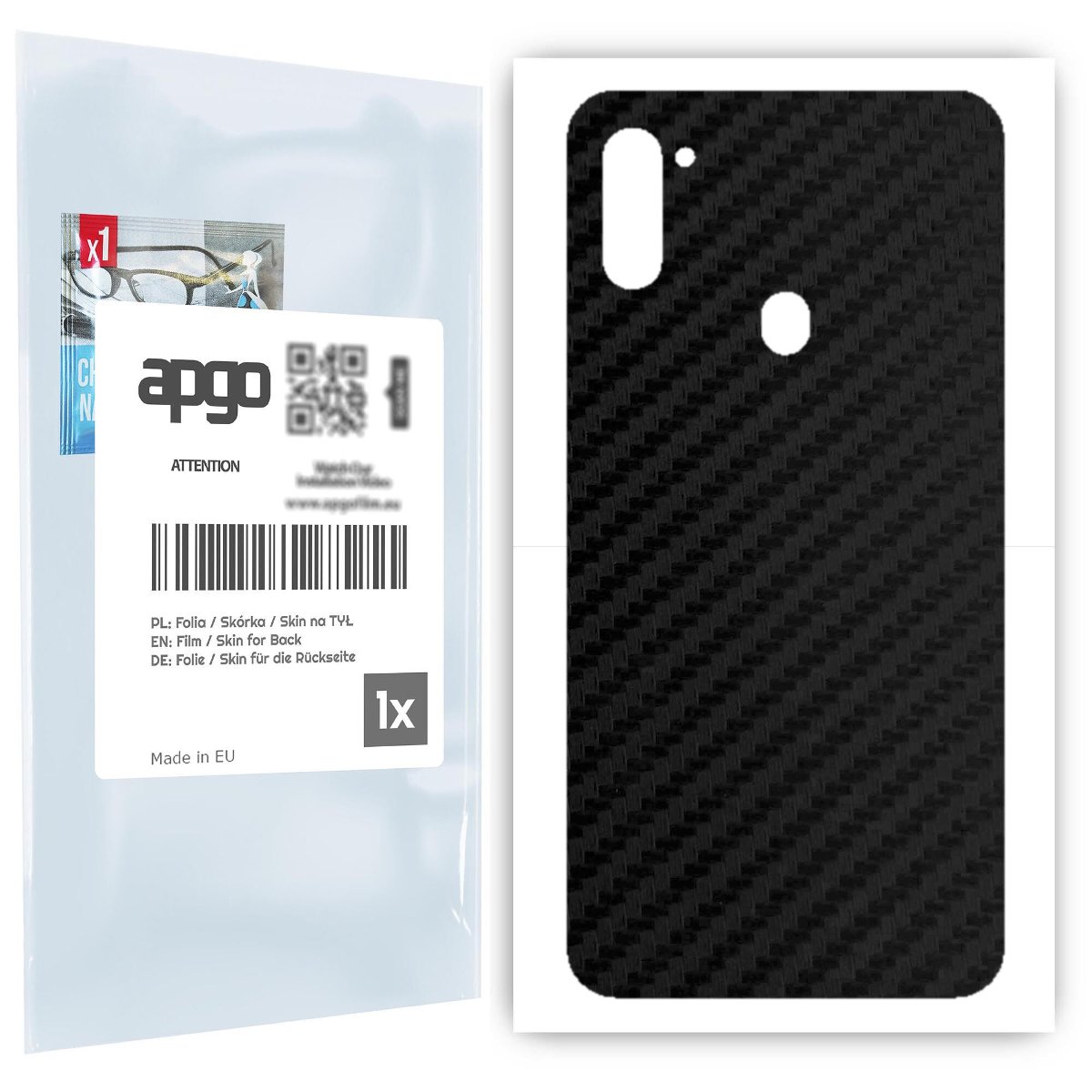 Folia naklejka skórka strukturalna na TYŁ do Samsung Galaxy M11 -  Carbon Czarny - apgo SKINS
