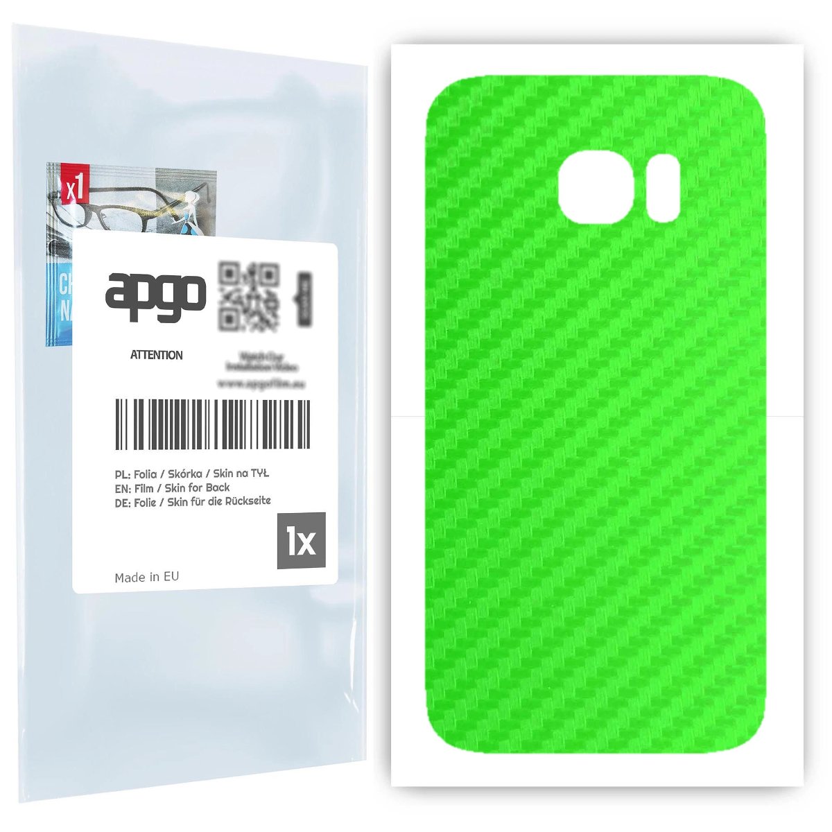Folia naklejka skórka strukturalna na TYŁ do Samsung Galaxy S7 -  Carbon Zielony - apgo SKINS