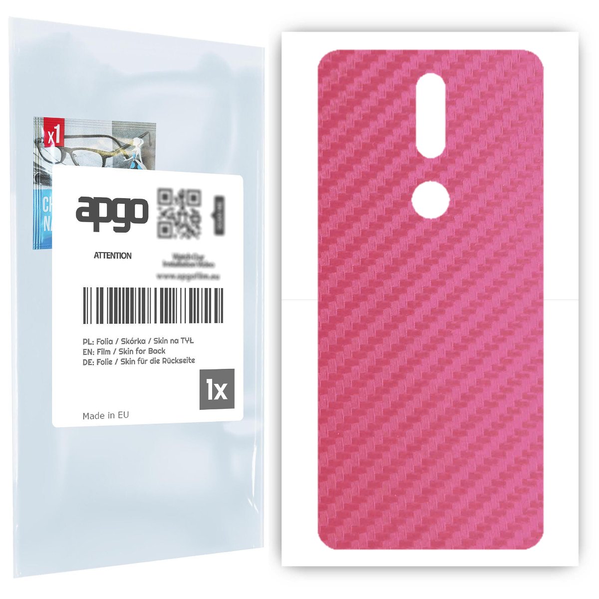 Folia naklejka skórka strukturalna na TYŁ do Nokia 2.4 -  Carbon Różowy - apgo SKINS