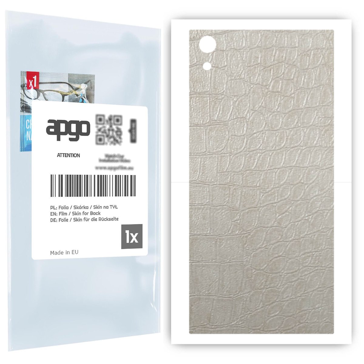 Folia naklejka skórka strukturalna na TYŁ do Sony Xperia XA1 Ultra -  Skóra Krokodyla Biała - apgo SKINS