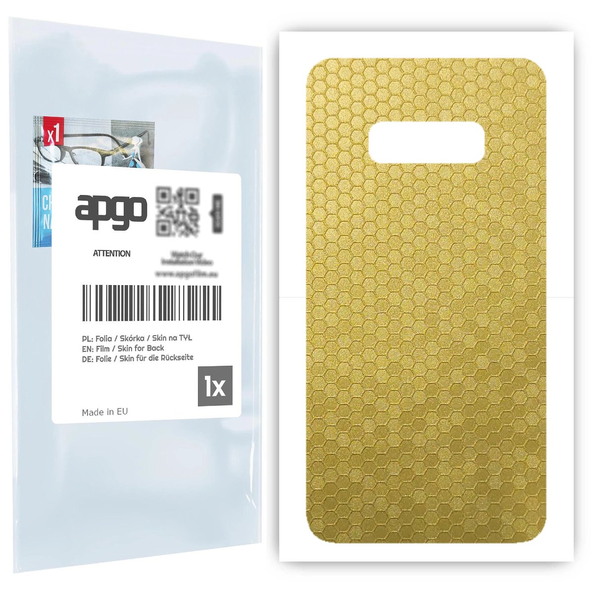 Folia naklejka skórka strukturalna na TYŁ do Samsung Galaxy S10e -  Plaster Miodu Złoty - apgo SKINS