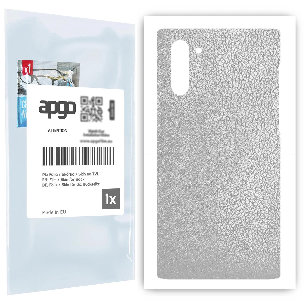 Folia naklejka skórka strukturalna na TYŁ do Samsung Galaxy Note 10 -  Skóra Srebrna - apgo SKINS