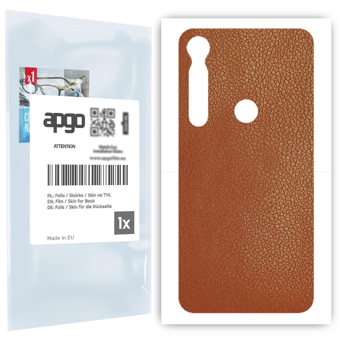 Folia naklejka skórka strukturalna na TYŁ do Motorola Moto G8 Plus -  Skóra Brązowa - apgo SKINS