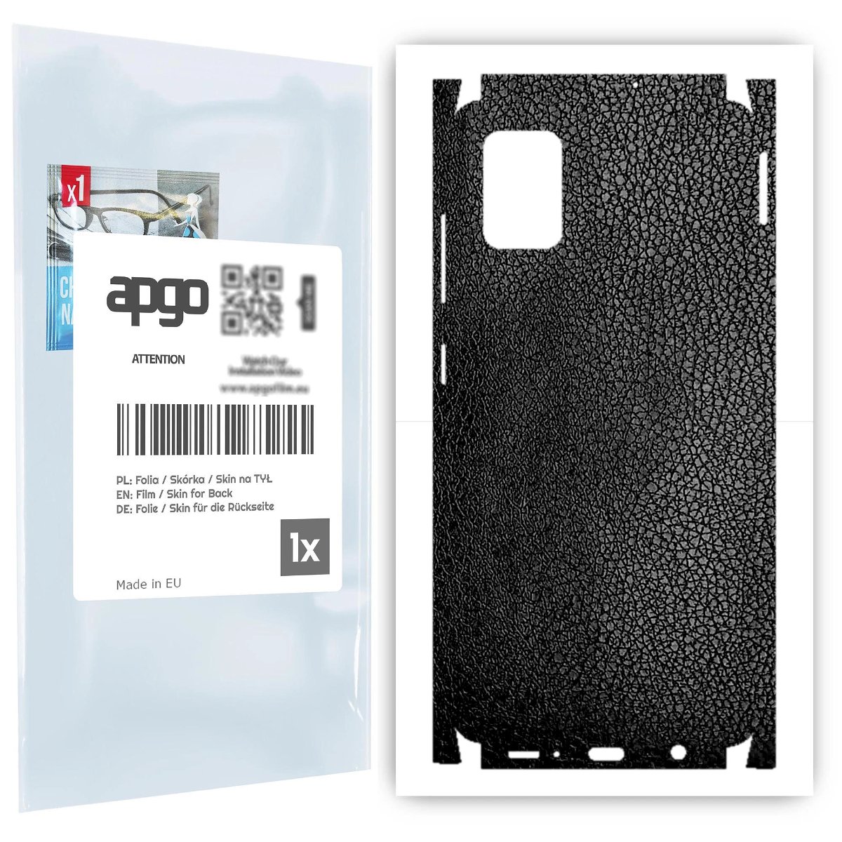 Folia naklejka skórka strukturalna na TYŁ+BOKI do Samsung Galaxy A51 -  Skóra Czarna - apgo SKINS