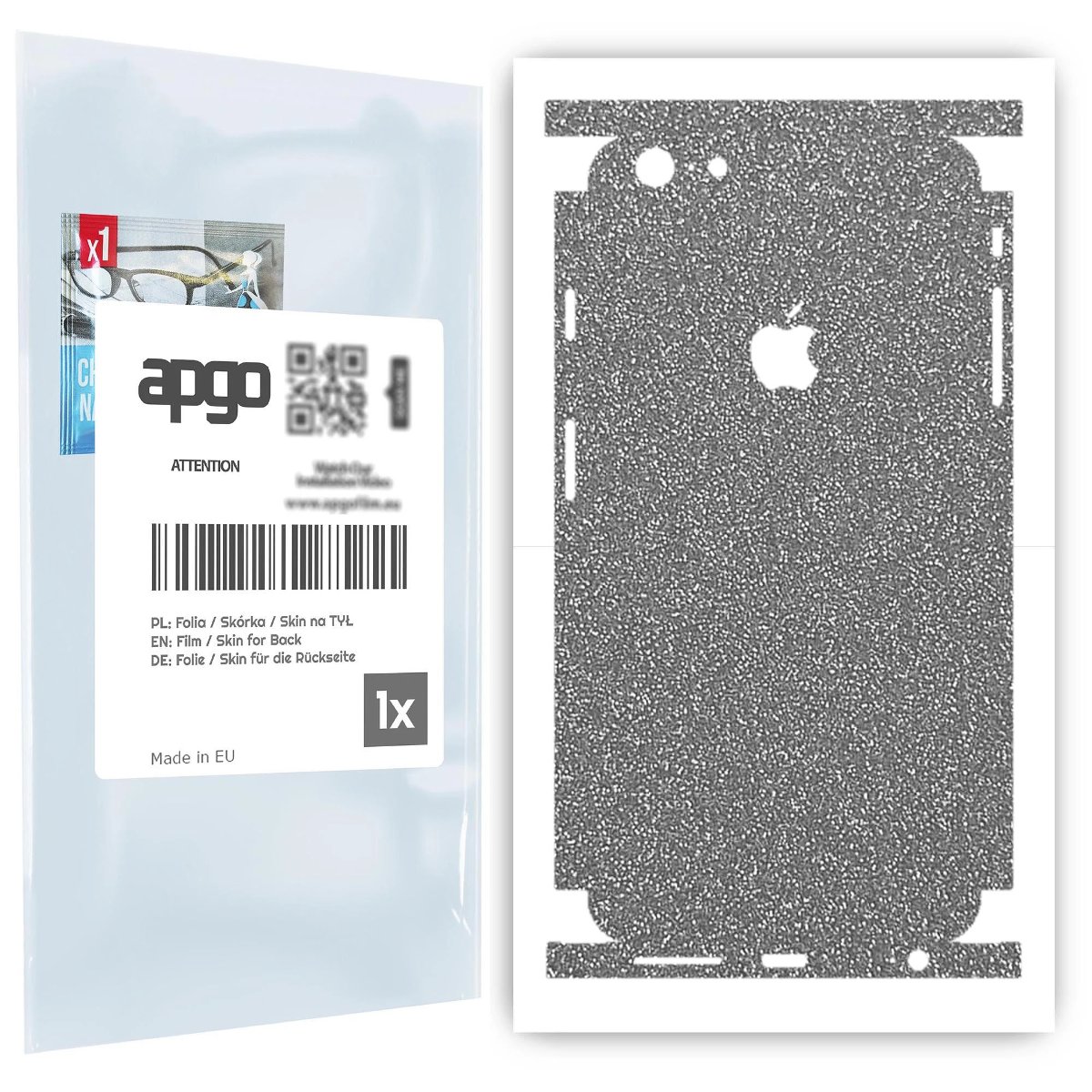 Folia naklejka skórka strukturalna na TYŁ+BOKI do Apple iPhone 6 Plus -  Brokat Srebrny - apgo SKINS