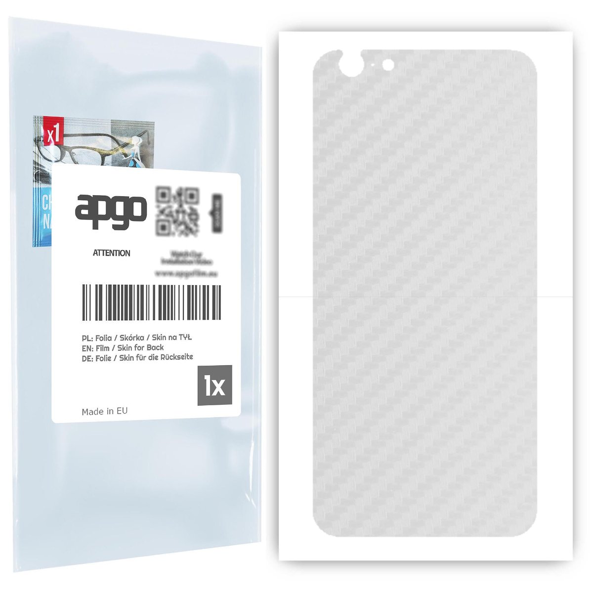 Folia naklejka skórka strukturalna na TYŁ do Apple iPhone 6 -  Carbon Przezroczysty - apgo SKINS