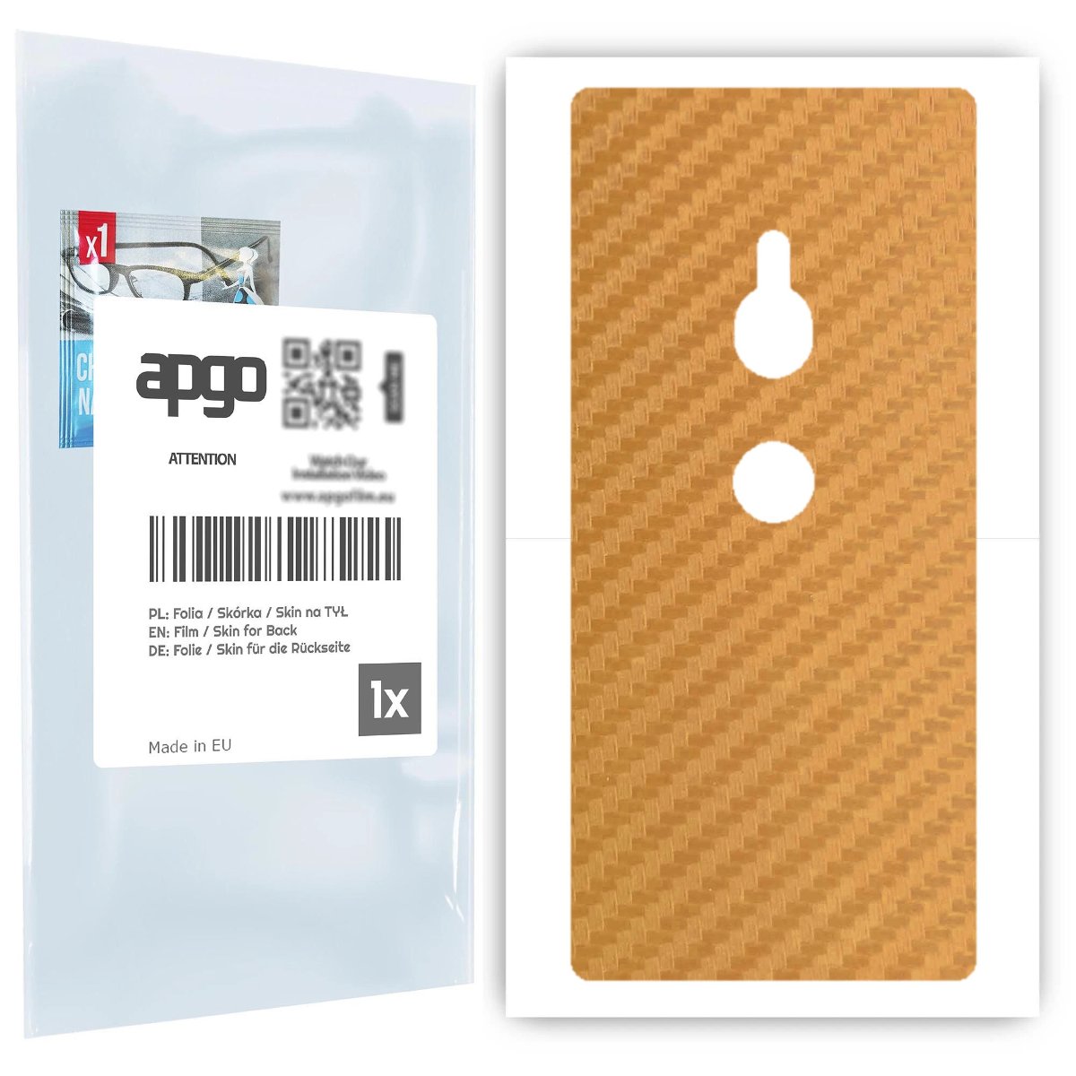 Folia naklejka skórka strukturalna na TYŁ do Sony Xperia XZ2 -  Carbon Złoty - apgo SKINS