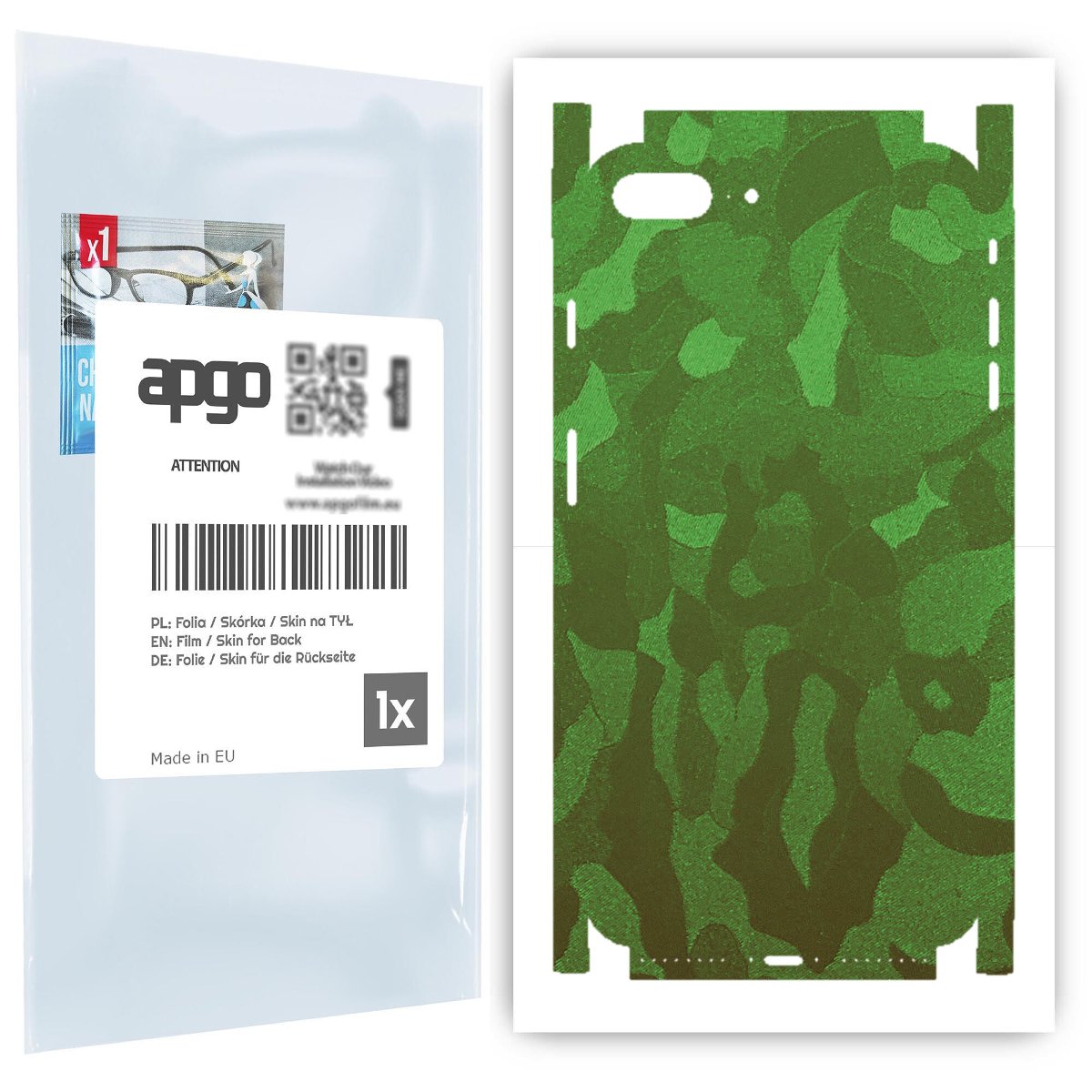 Folia naklejka skórka strukturalna na TYŁ+BOKI do Apple iPhone 7 Plus -  Moro | Camo Zielony - apgo SKINS