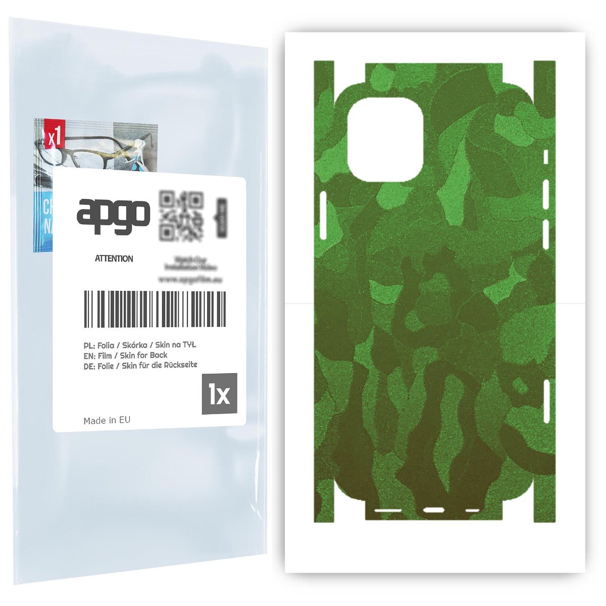 Folia naklejka skórka strukturalna na TYŁ+BOKI do Apple iPhone 12 -  Moro | Camo Zielony - apgo SKINS