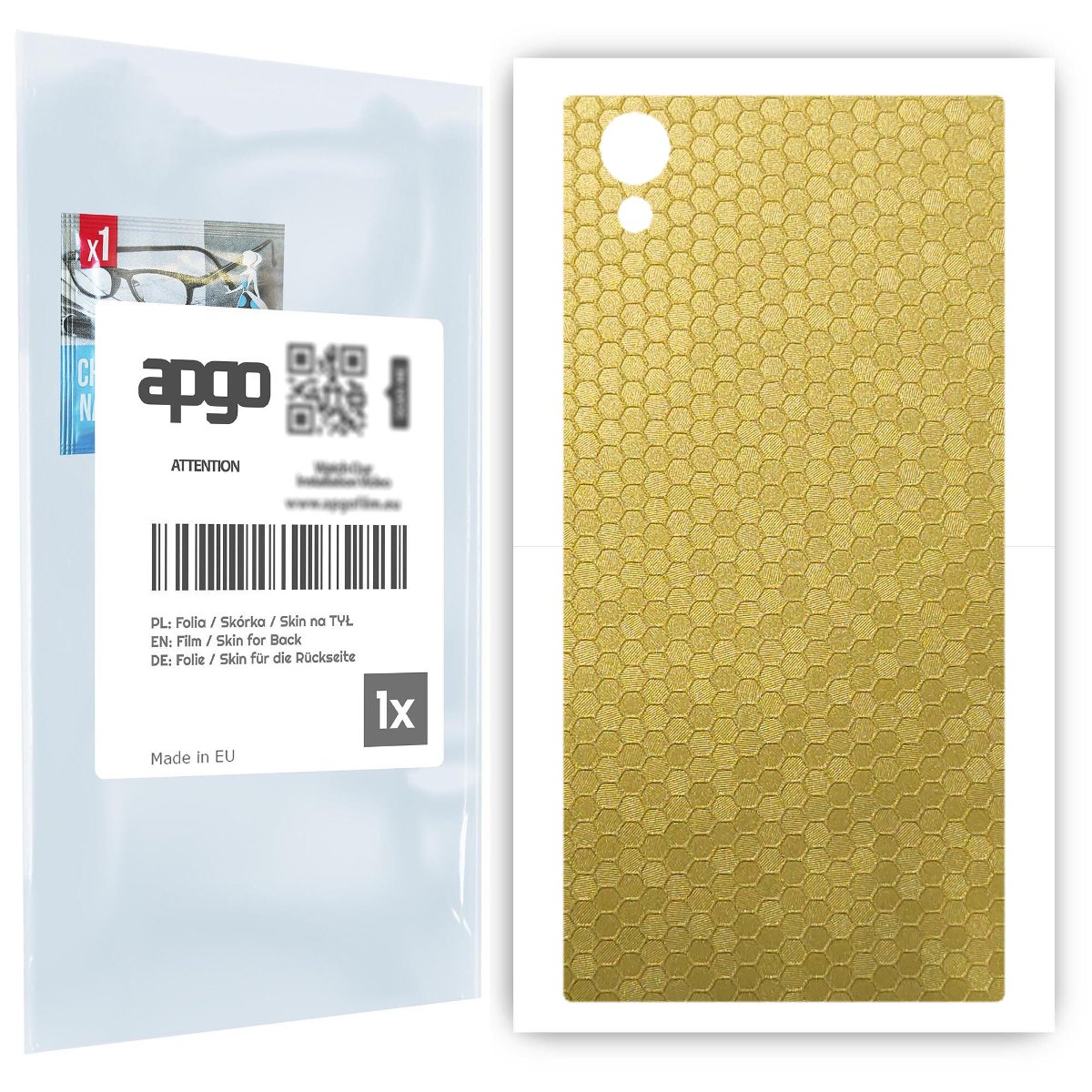 Folia naklejka skórka strukturalna na TYŁ do Sony Xperia XA1 Plus -  Plaster Miodu Złoty - apgo SKINS