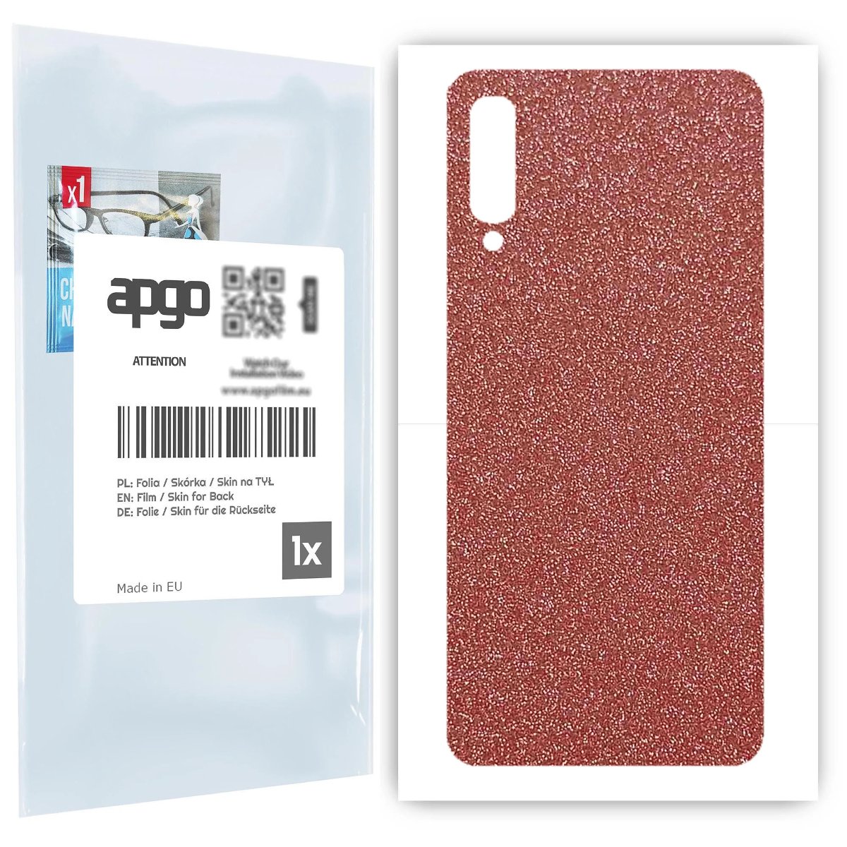Folia naklejka skórka strukturalna na TYŁ do Samsung Galaxy A50 -  Brokat Brzoskwiniowy - apgo SKINS