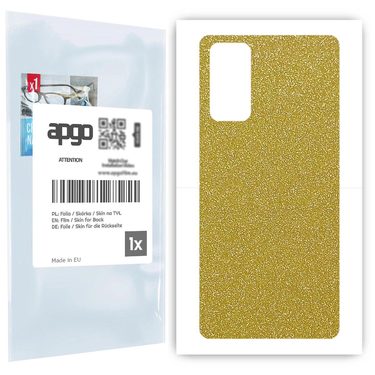 Folia naklejka skórka strukturalna na TYŁ do Samsung Galaxy S20 FE -  Brokat Złoty - apgo SKINS