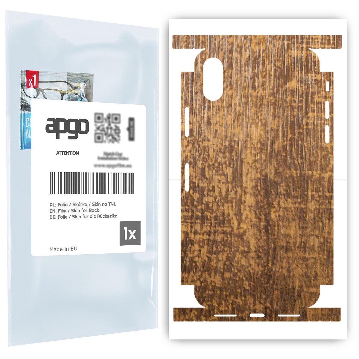 Folia naklejka skórka strukturalna na TYŁ+BOKI do Apple iPhone XS -  Drewno Dąb Stary - apgo SKINS
