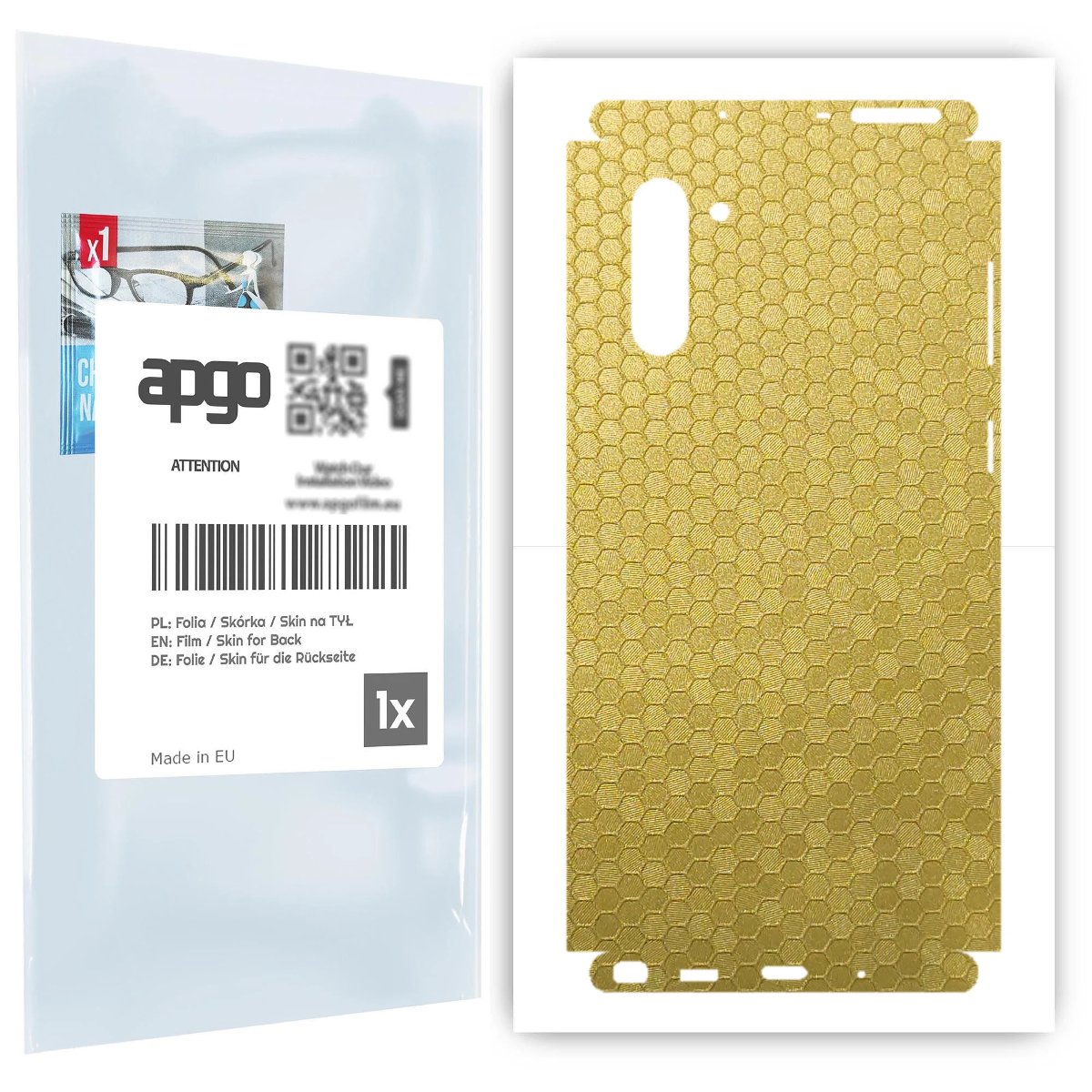 Folia naklejka skórka strukturalna na TYŁ+BOKI do Samsung Galaxy Note 10 -  Plaster Miodu Złoty - apgo SKINS