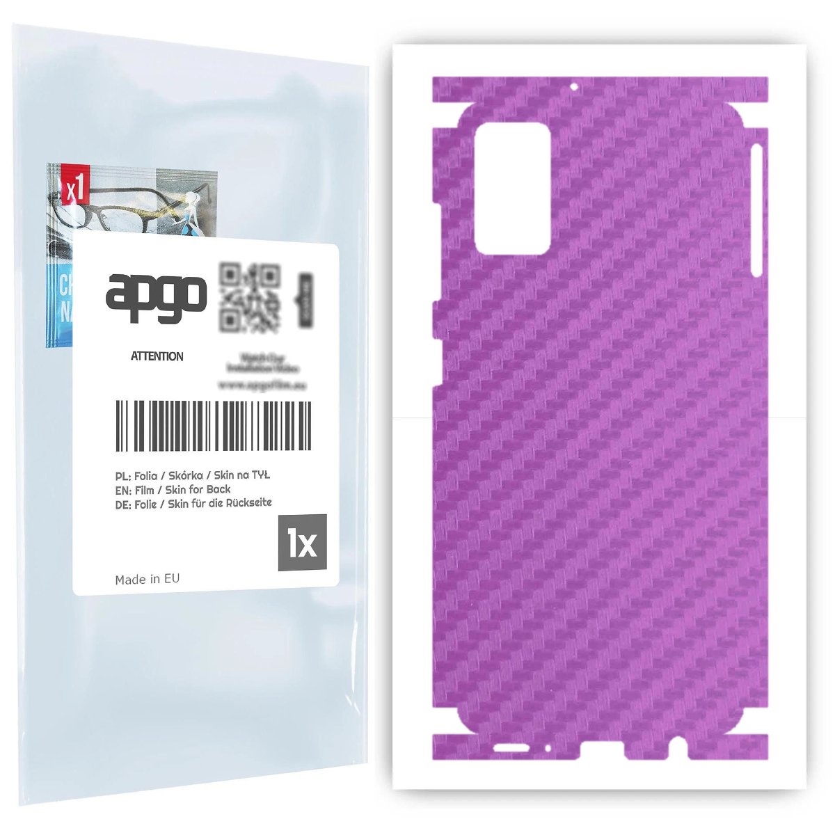 Folia naklejka skórka strukturalna na TYŁ+BOKI do Samsung Galaxy A41 -  Carbon Fioletowy - apgo SKINS