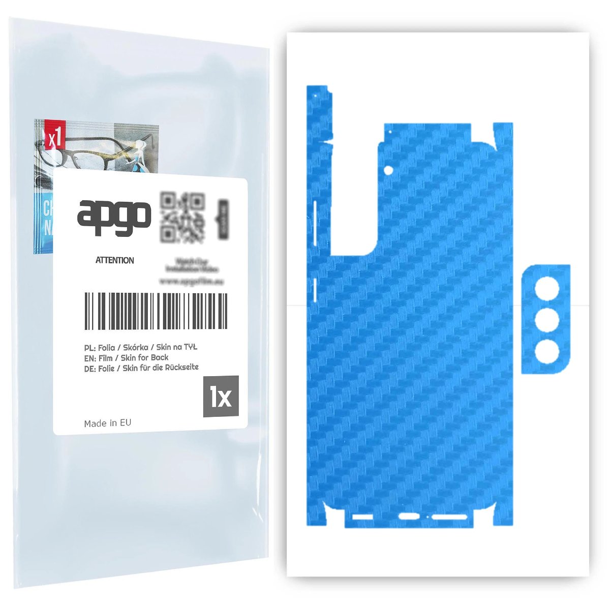 Folia naklejka skórka strukturalna na TYŁ+BOKI do Samsung Galaxy S21 5G -  Carbon Niebieski - apgo SKINS