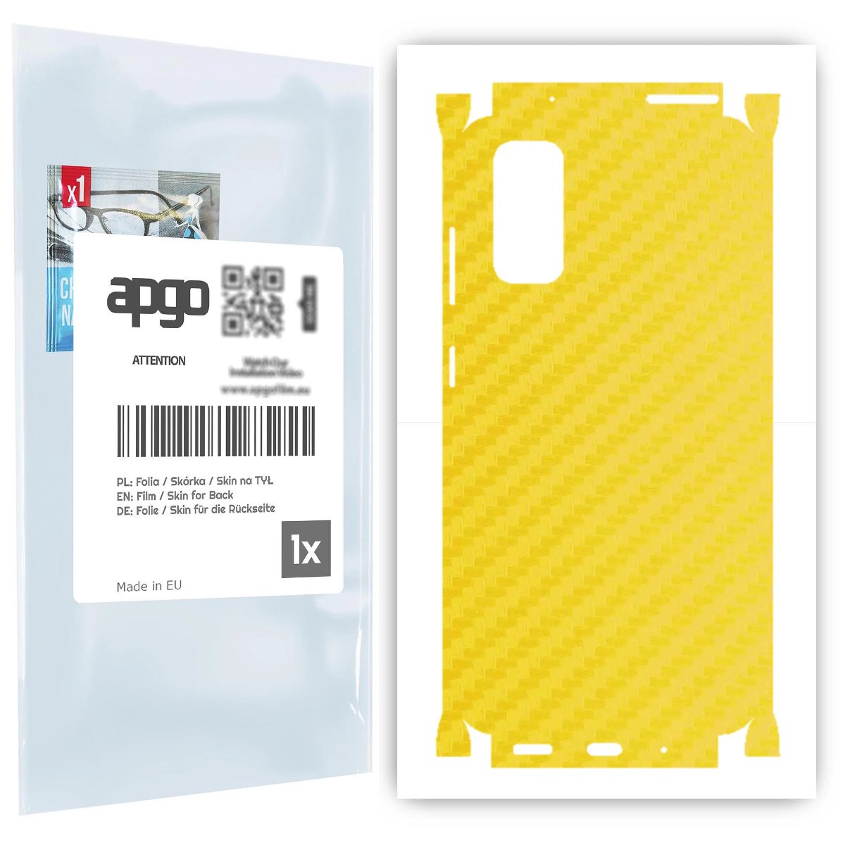 Folia naklejka skórka strukturalna na TYŁ+BOKI do Samsung Galaxy S20 5G UW -  Carbon Żółty - apgo SKINS