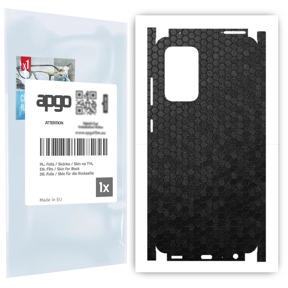 Folia naklejka skórka strukturalna na TYŁ+BOKI do Samsung Galaxy A52s 5G -  Plaster Miodu Czarny - apgo SKINS