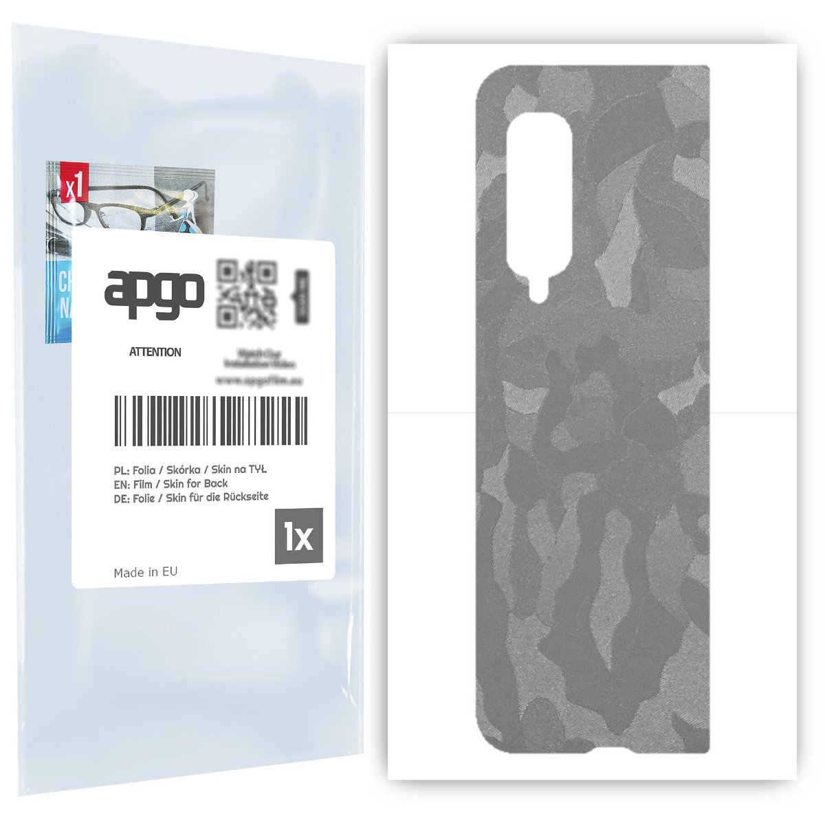 Folia naklejka skórka strukturalna na TYŁ do Samsung Galaxy Fold -  Moro | Camo Srebrny - apgo SKINS