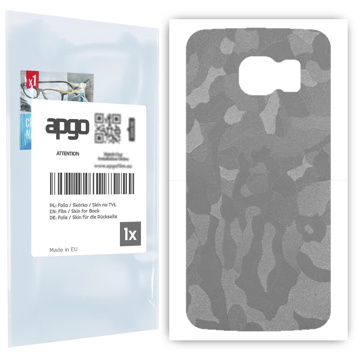 Folia naklejka skórka strukturalna na TYŁ do Samsung Galaxy S6 G920 -  Moro | Camo Srebrny - apgo SKINS
