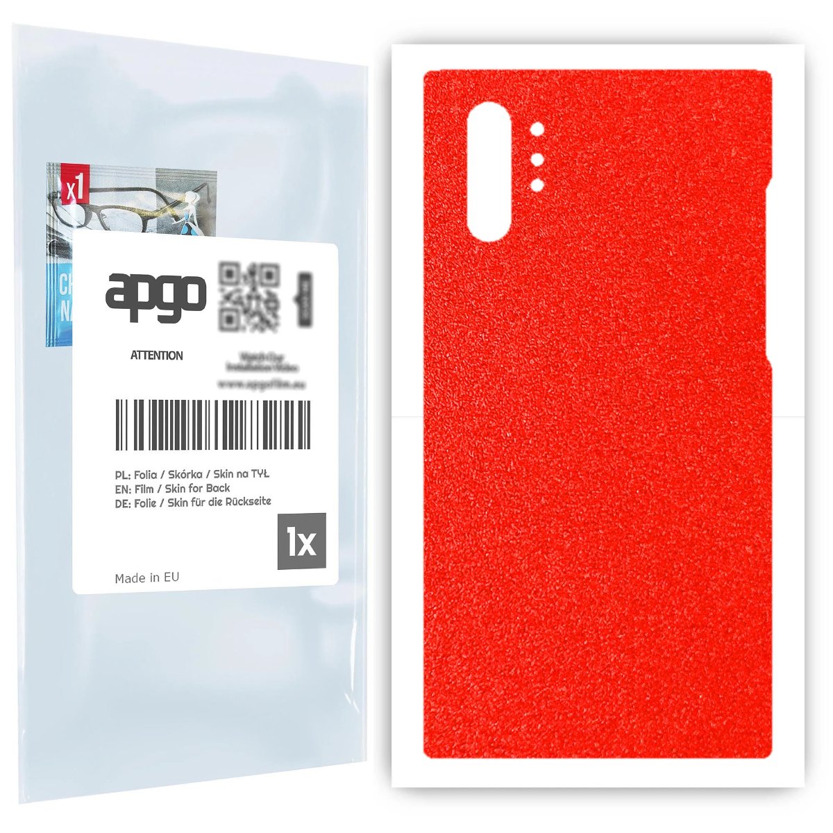 Folia naklejka skórka strukturalna na TYŁ do Samsung Galaxy Note 10+ 5G -  Czerwony Pastel Matowy Chropowaty Baranek - apgo SKINS