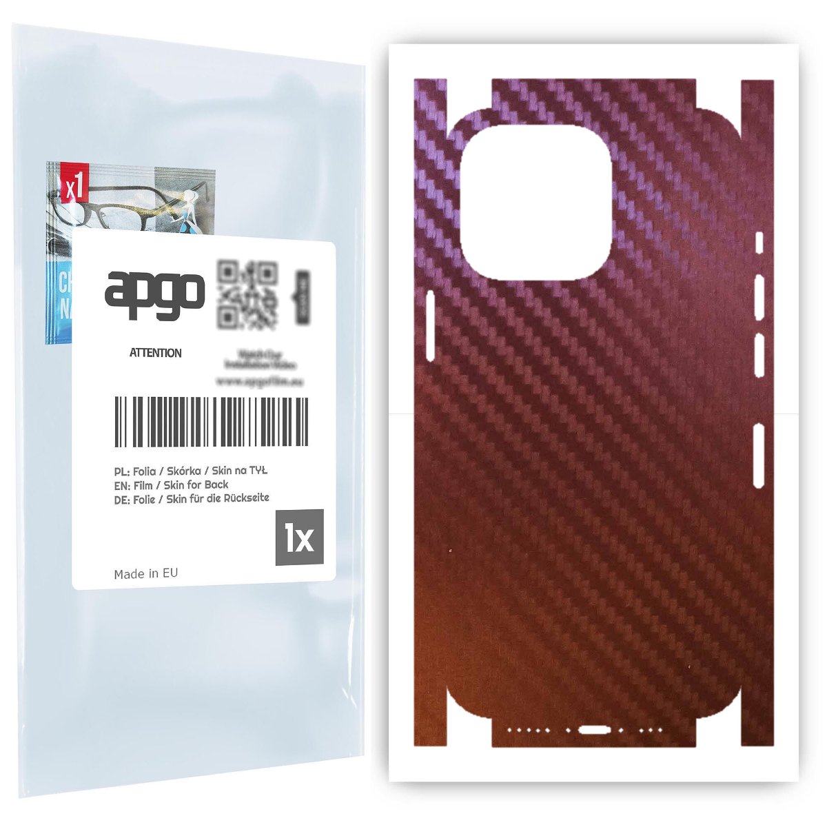 Folia naklejka skórka strukturalna na TYŁ+BOKI do Apple iPhone 13 Pro -  Carbon Kameleon CAKA5 - apgo SKINS