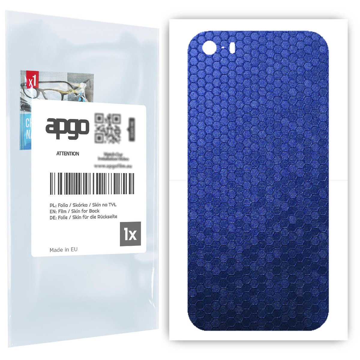 Folia naklejka skórka strukturalna na TYŁ do Apple iPhone 5s -  Plaster Miodu Niebieski - apgo SKINS