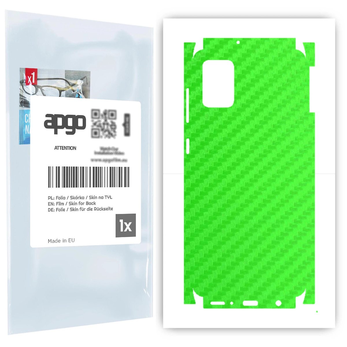 Folia naklejka skórka strukturalna na TYŁ+BOKI do Samsung Galaxy A31 -  Carbon Zielony - apgo SKINS
