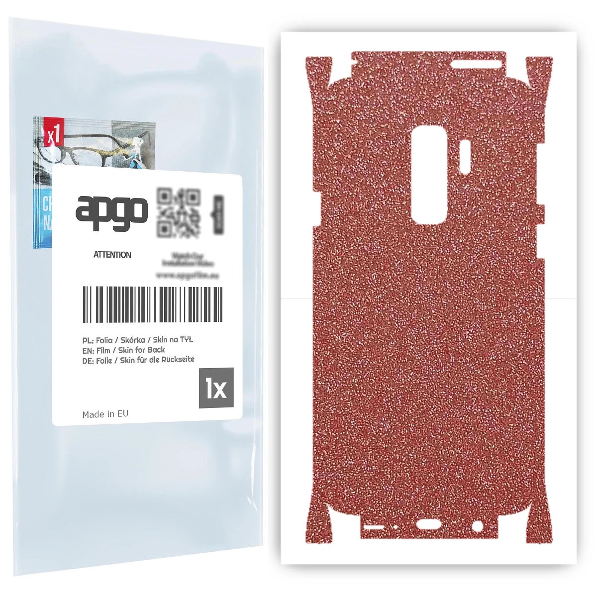 Folia naklejka skórka strukturalna na TYŁ+BOKI do Samsung Galaxy S9+ -  Brokat Brzoskwiniowy - apgo SKINS