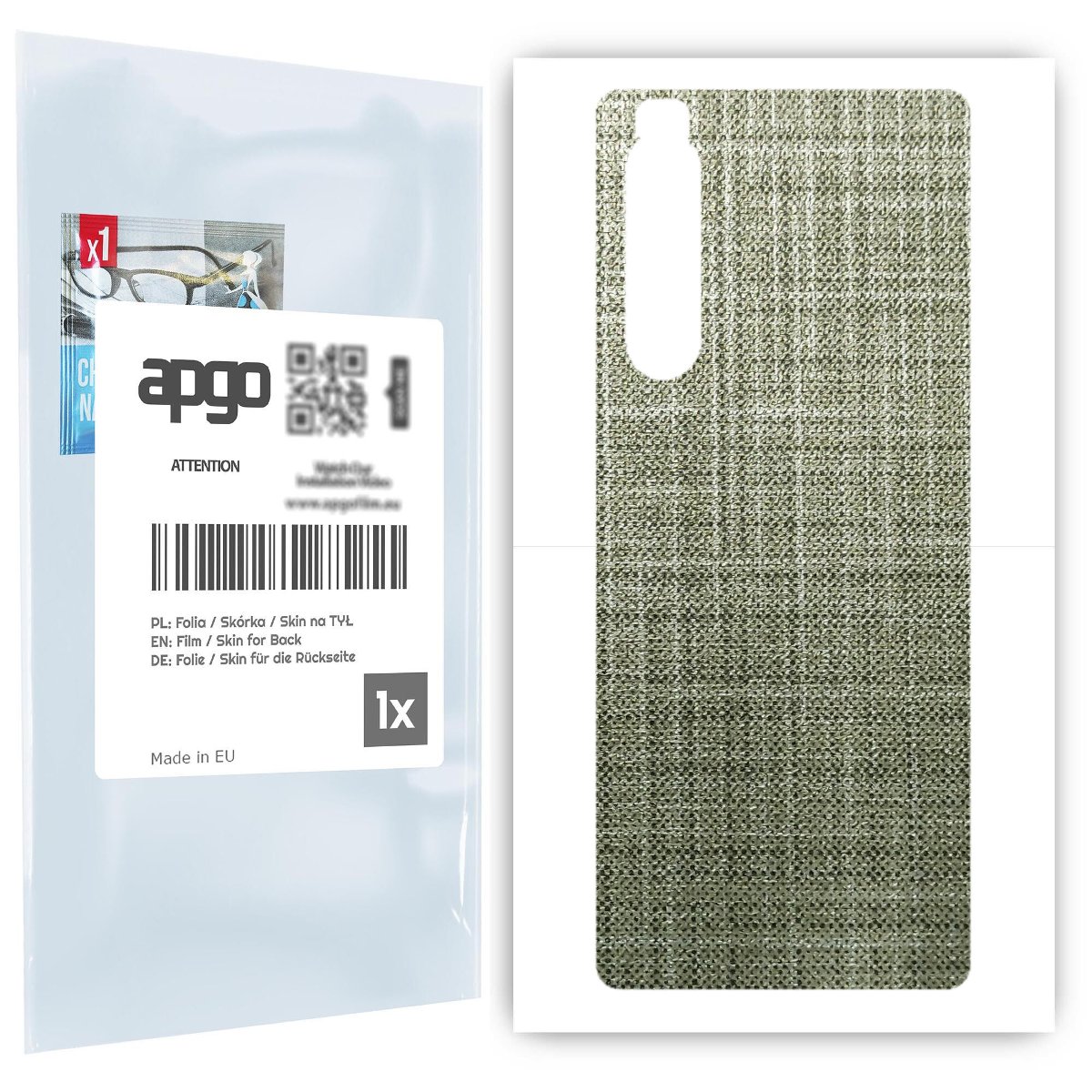 Folia naklejka skórka strukturalna na TYŁ do Sony Xperia 1 II -  Tkanina Lniana - apgo SKINS