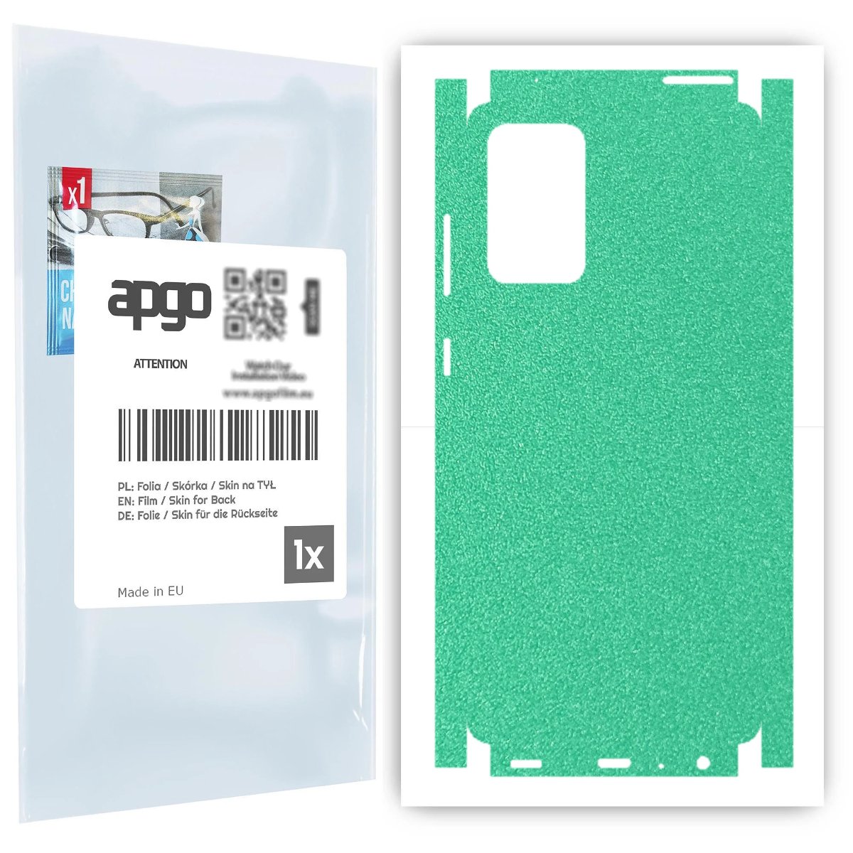 Folia naklejka skórka strukturalna na TYŁ+BOKI do Samsung Galaxy A72 -  Seledynowy Pastel Matowy Chropowaty Baranek - apgo SKINS