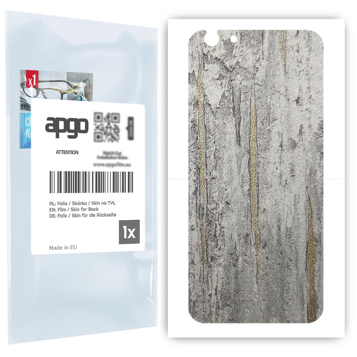 Folia naklejka skórka strukturalna na TYŁ do Apple iPhone 6 -  Beton Złote Paski - apgo SKINS