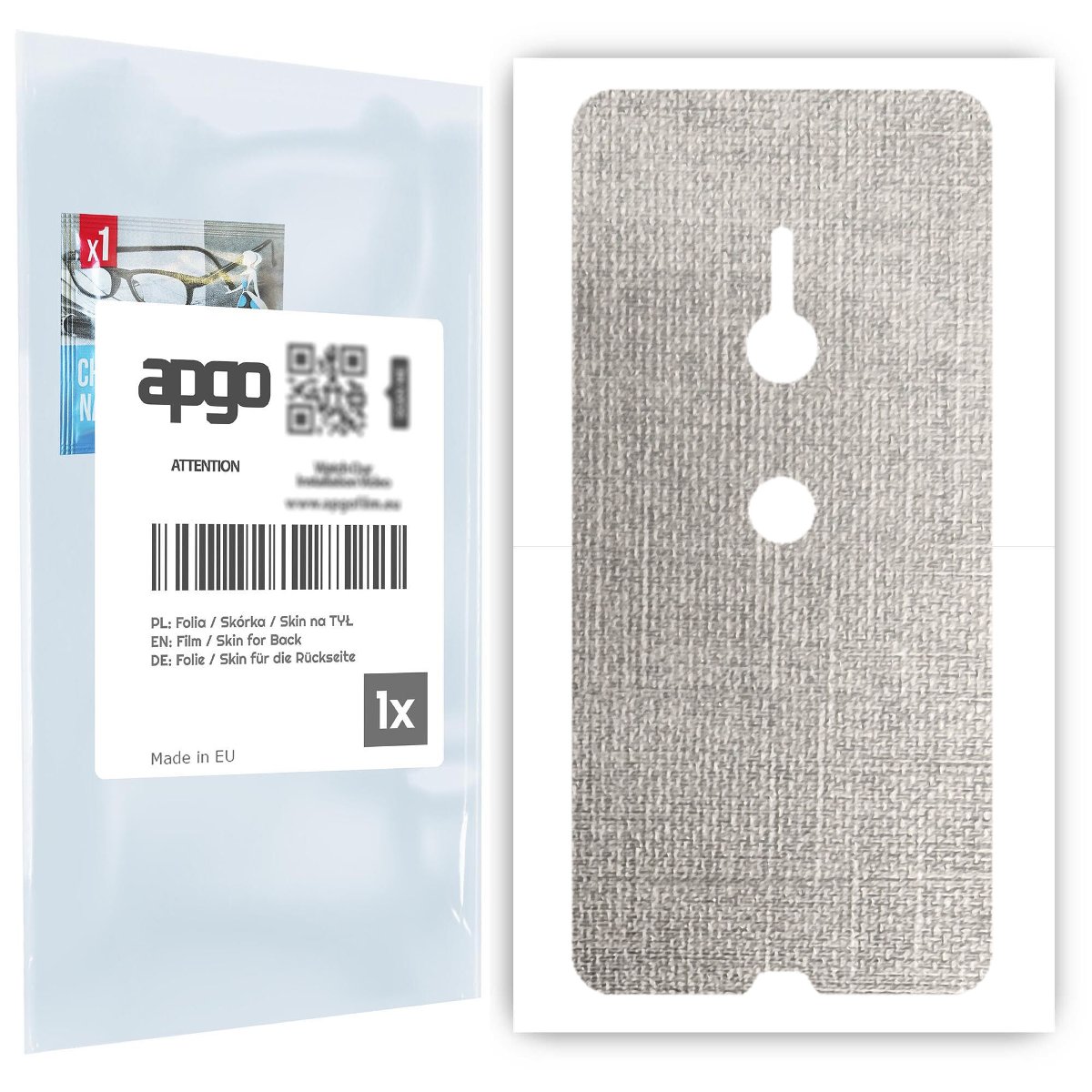Folia naklejka skórka strukturalna na TYŁ do Sony Xperia XZ3 -  Tkanina Denim Szary - apgo SKINS