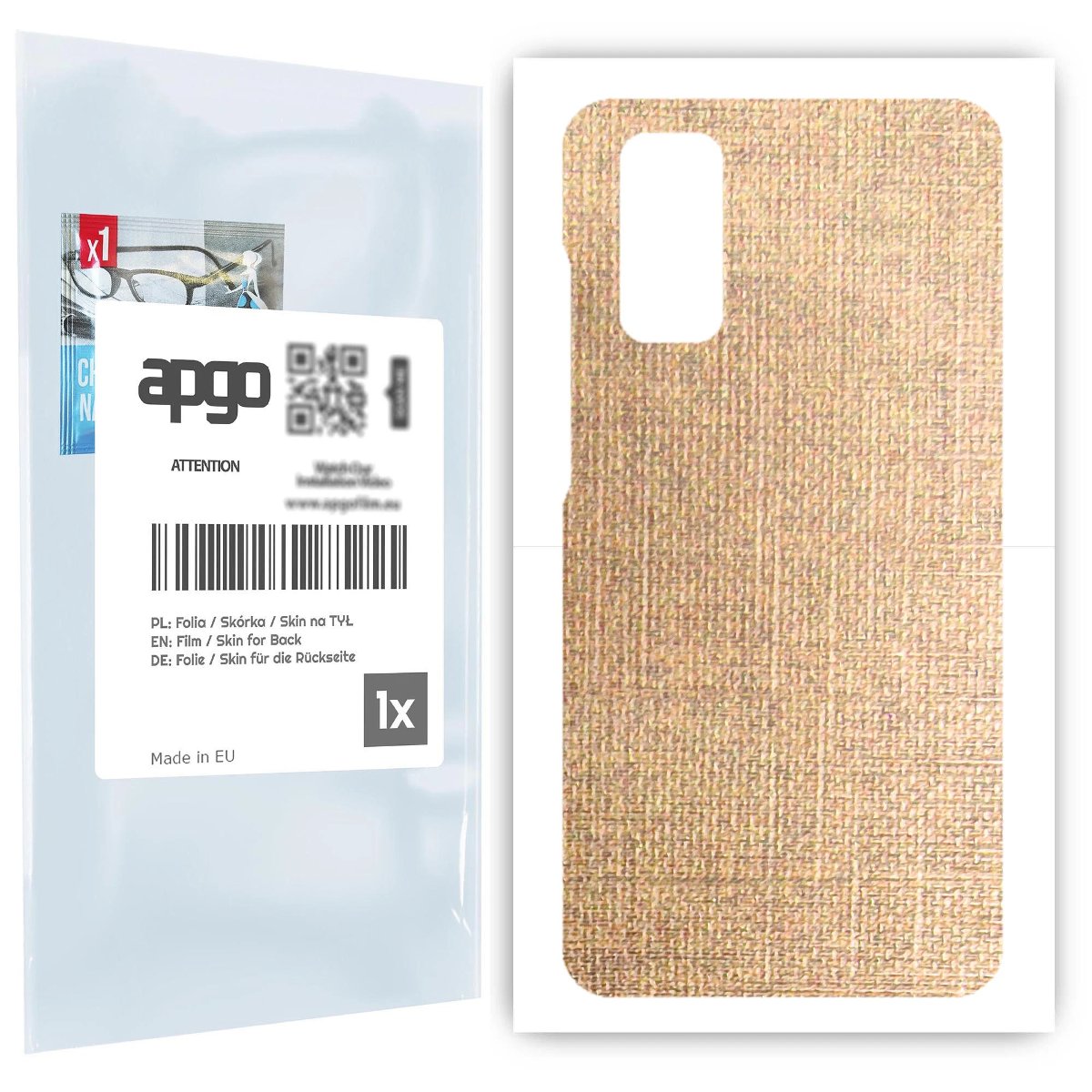 Folia naklejka skórka strukturalna na TYŁ do Samsung Galaxy S20 Ultra 5G -  Tkanina Denim Beżowy - apgo SKINS