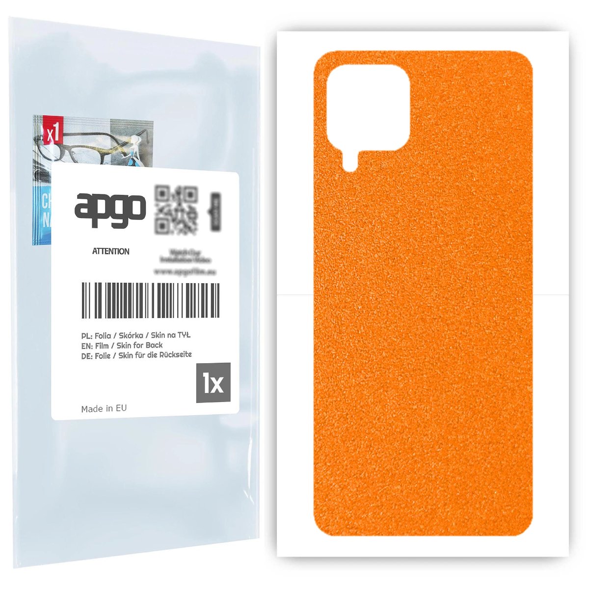 Folia naklejka skórka strukturalna na TYŁ do Samsung Galaxy A22 -  Pomarańczowy Pastel Matowy Chropowaty Baranek - apgo SKINS