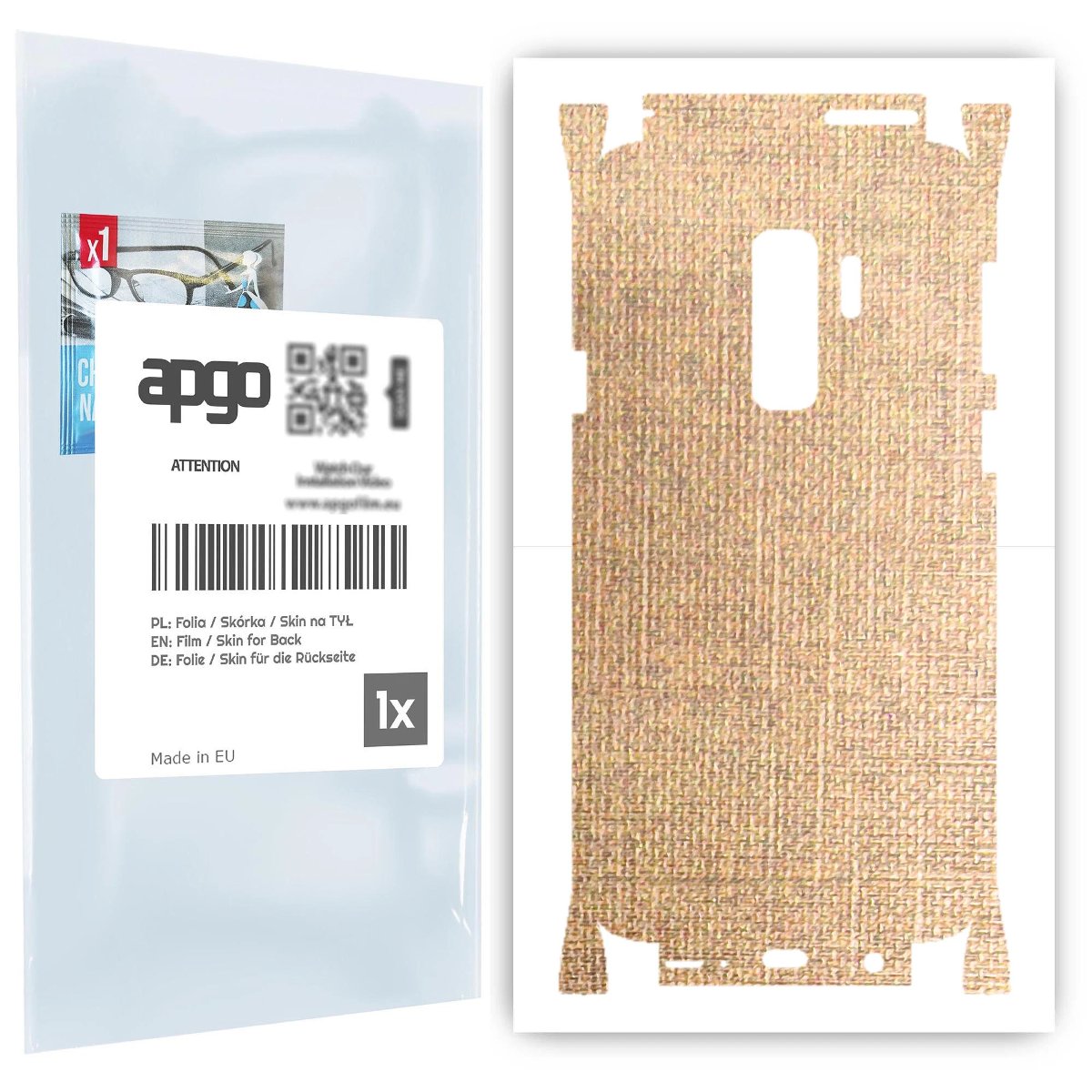 Folia naklejka skórka strukturalna na TYŁ+BOKI do Samsung Galaxy S9+ -  Tkanina Denim Beżowy - apgo SKINS