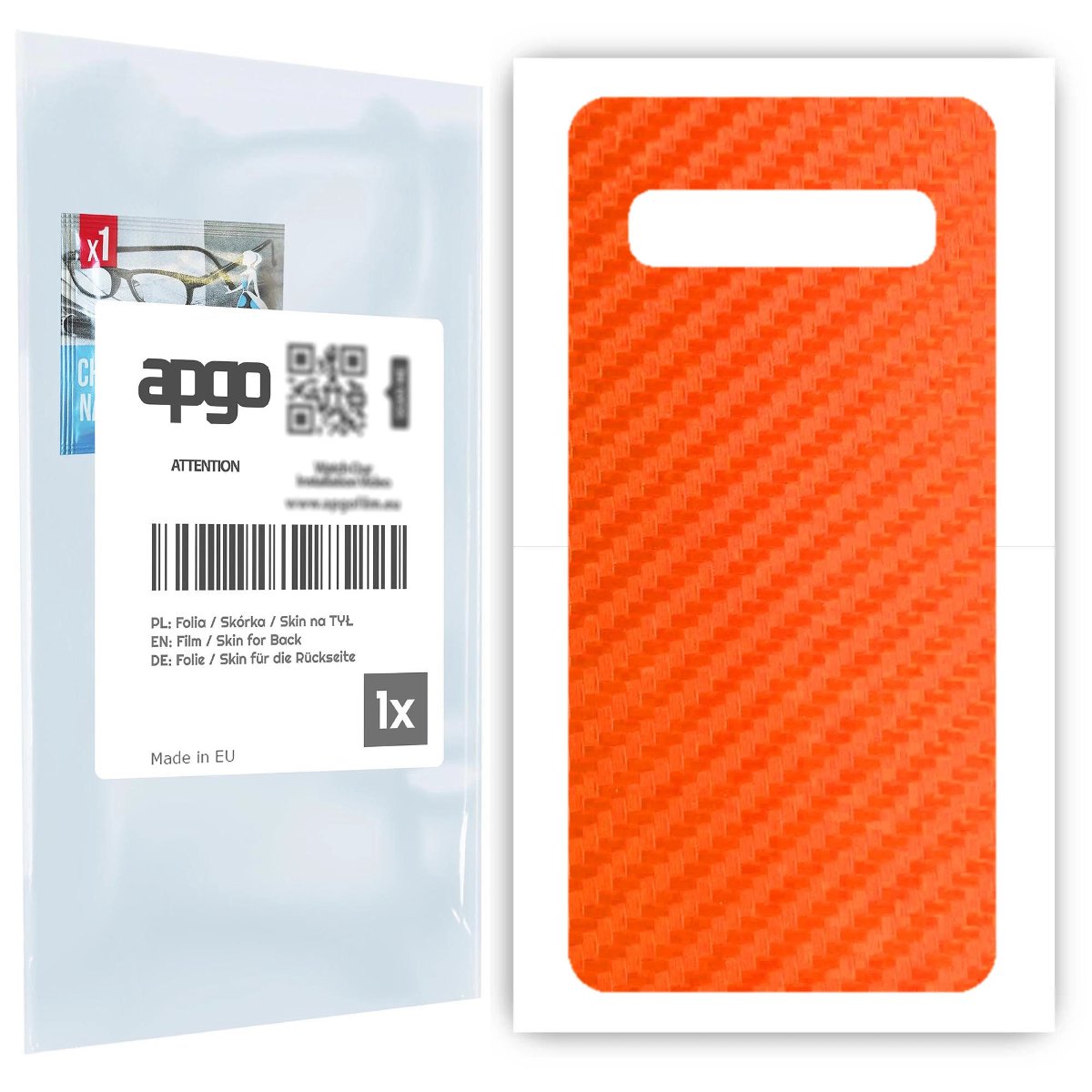 Folia naklejka skórka strukturalna na TYŁ do Samsung Galaxy S10 5G -  Carbon Pomarańczowy - apgo SKINS