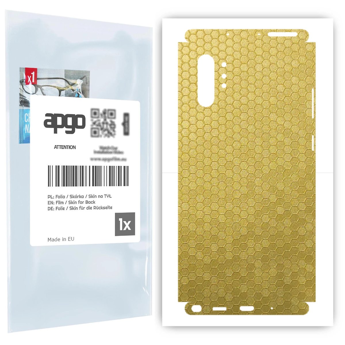 Folia naklejka skórka strukturalna na TYŁ+BOKI do Samsung Galaxy Note 10+ -  Plaster Miodu Złoty - apgo SKINS