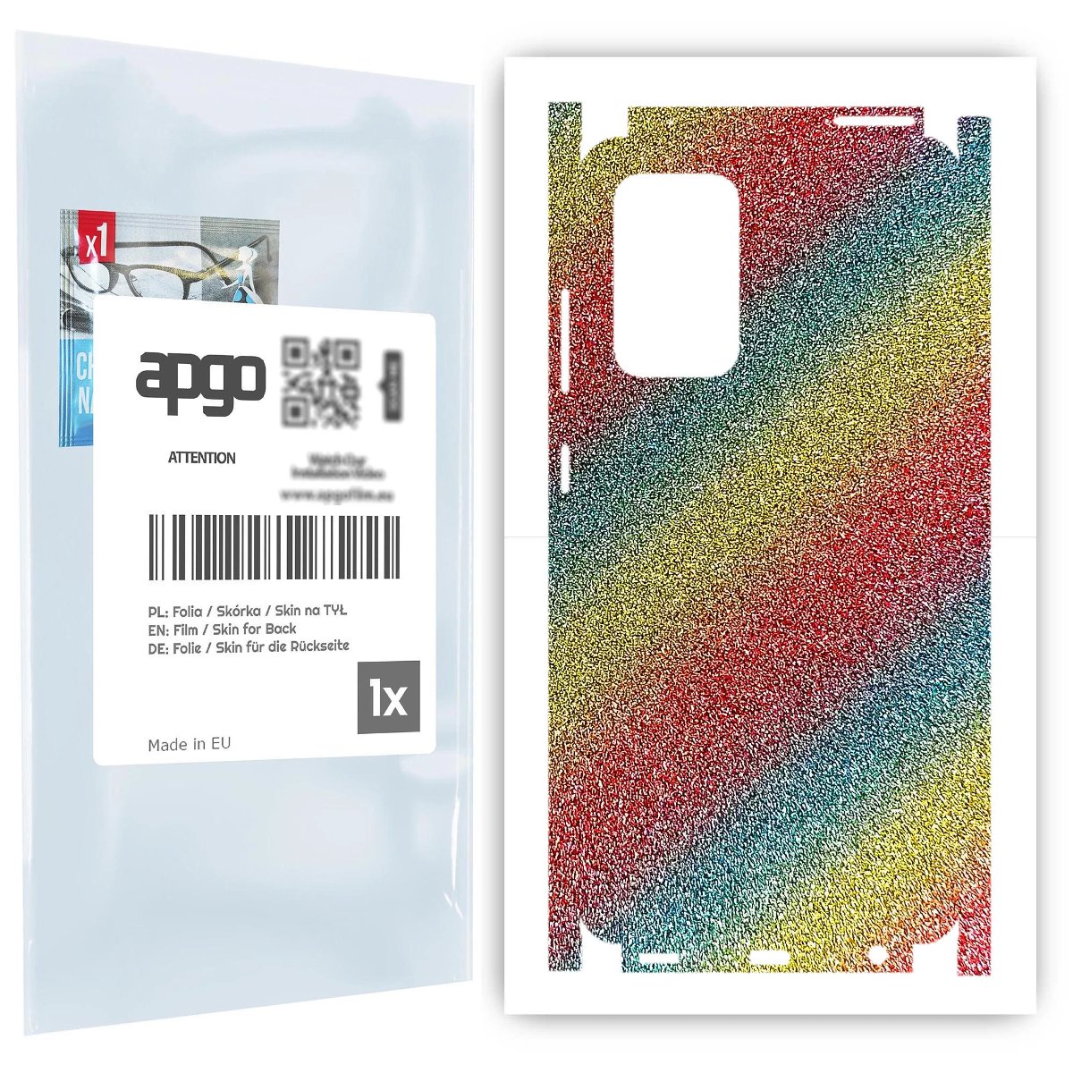 Folia naklejka skórka strukturalna na TYŁ+BOKI do Samsung Galaxy A52s 5G -  Brokat Tęcza - apgo SKINS