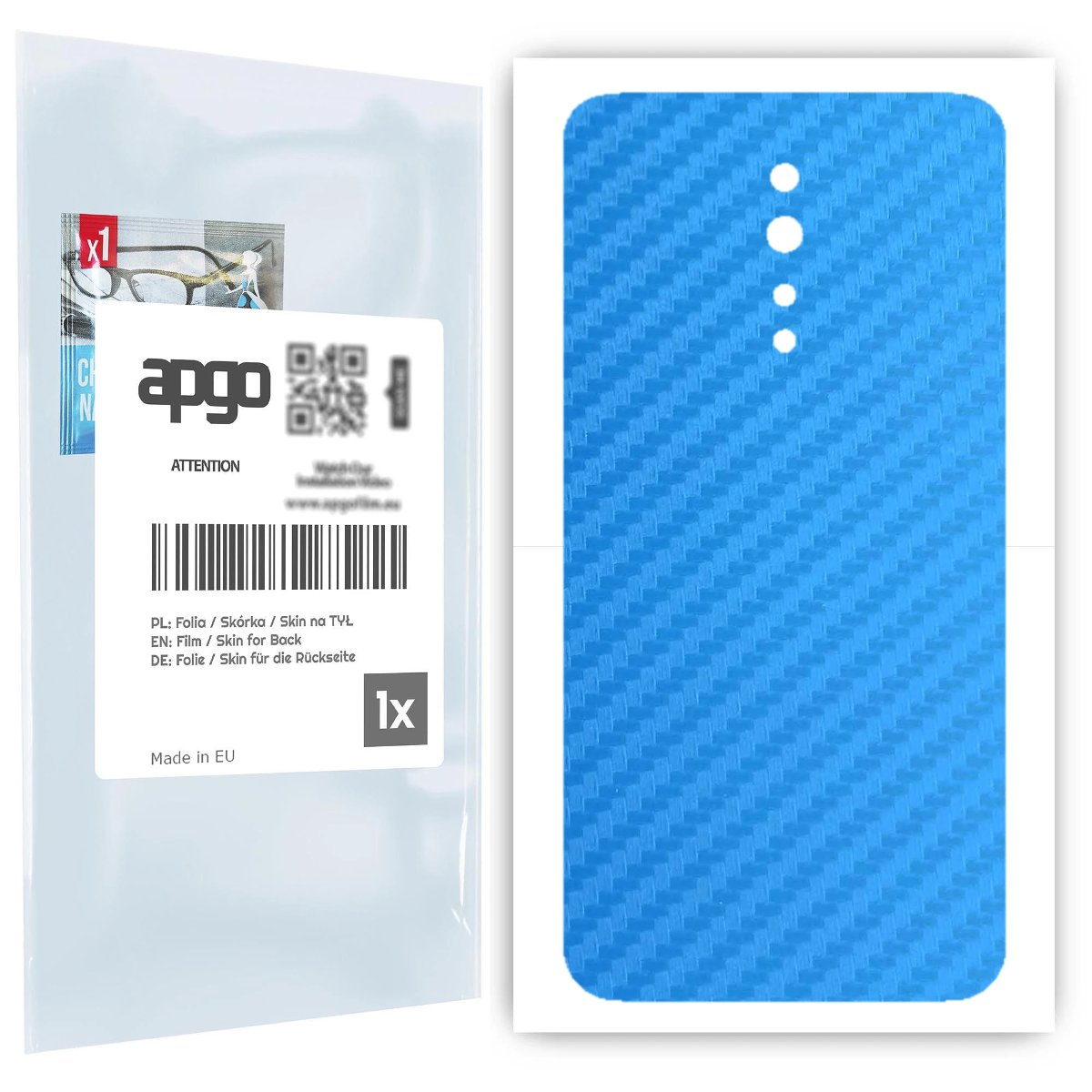 Folia naklejka skórka strukturalna na TYŁ do Oppo Reno Z -  Carbon Niebieski - apgo SKINS