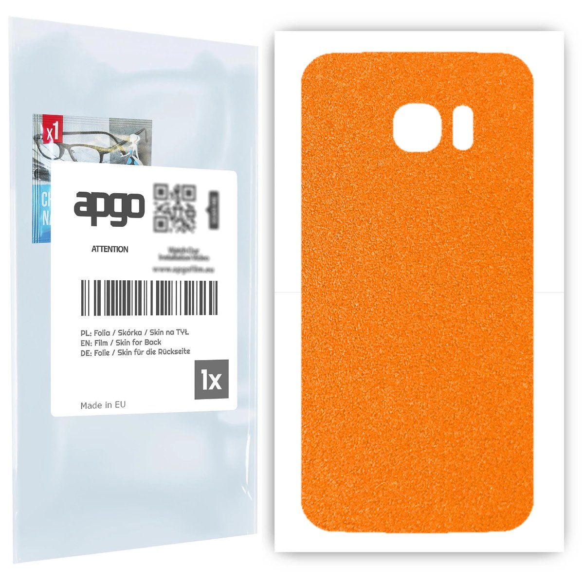 Folia naklejka skórka strukturalna na TYŁ do Samsung Galaxy S7 edge -  Pomarańczowy Pastel Matowy Chropowaty Baranek - apgo SKINS