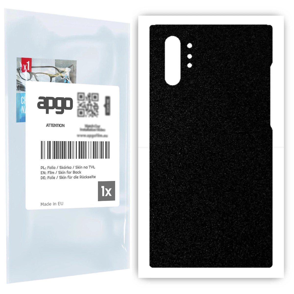 Folia naklejka skórka strukturalna na TYŁ do Samsung Galaxy Note 10+ 5G -  Czarny Pastel Matowy Chropowaty Baranek - apgo SKINS