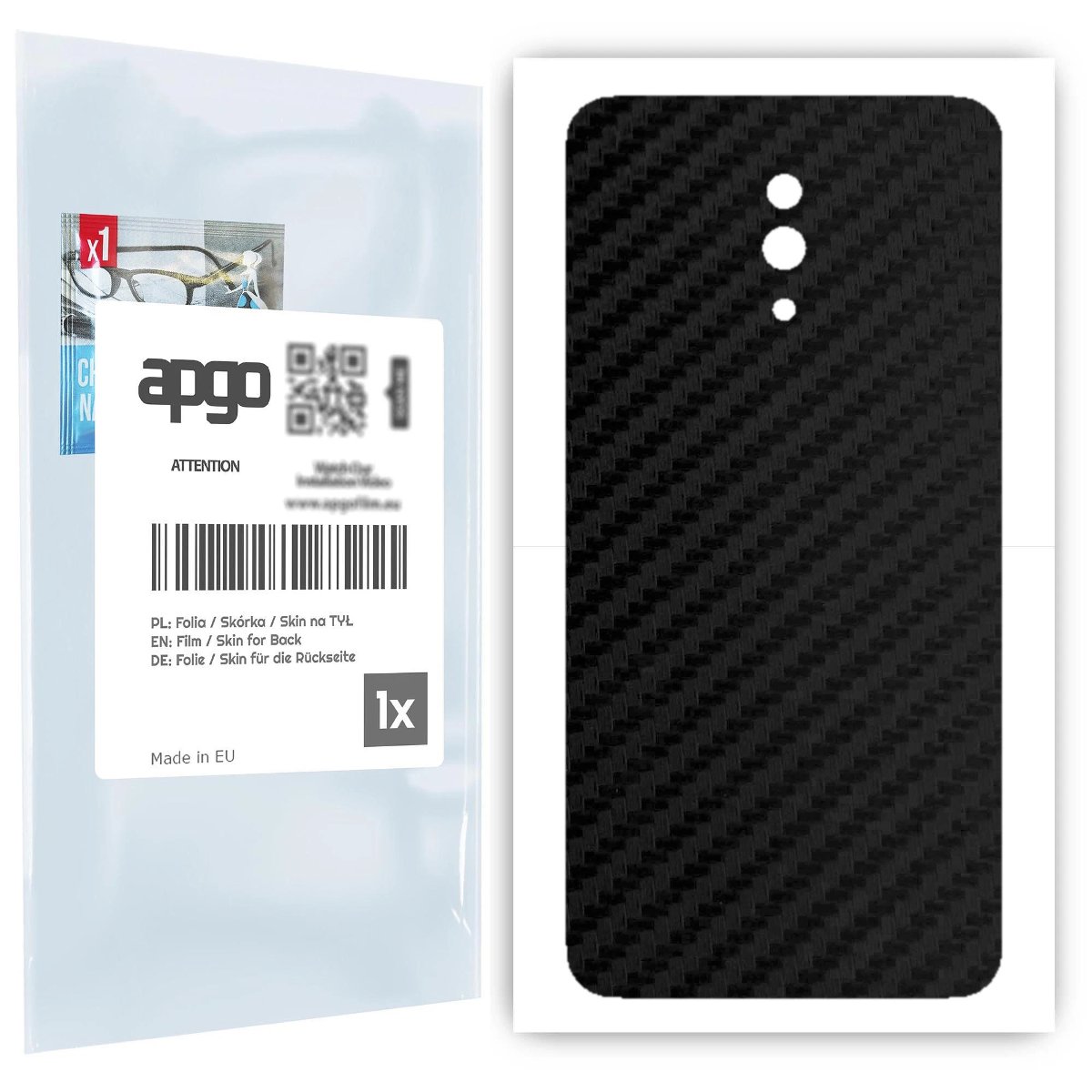 Folia naklejka skórka strukturalna na TYŁ do Oppo Reno -  Carbon Czarny - apgo SKINS