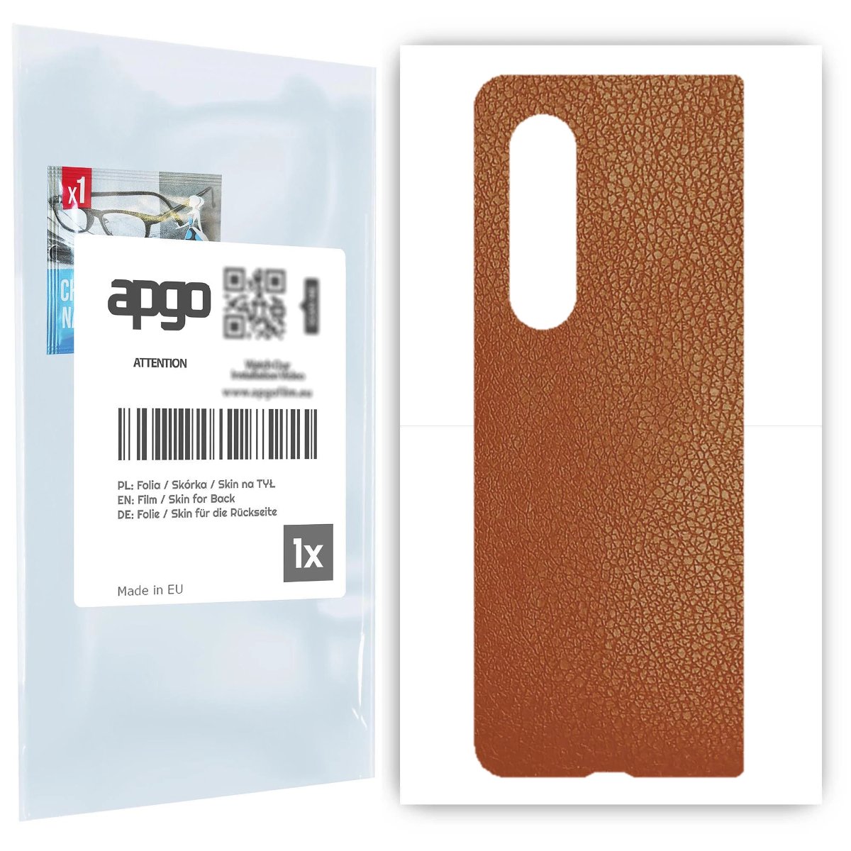 Folia naklejka skórka strukturalna na TYŁ do Samsung Galaxy Z Fold 3 -  Skóra Brązowa - apgo SKINS