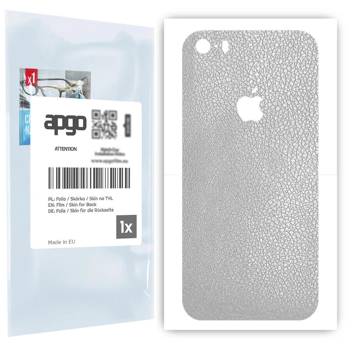 Folia naklejka skórka strukturalna na TYŁ do Apple iPhone 5s -  Skóra Srebrna - apgo SKINS